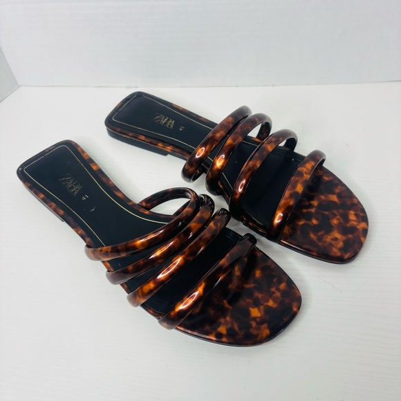 Zara Women's Brown Tortoiseshell Sandals - Picture 3 of 7